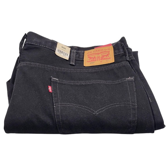Levis 550 Jeans Mens 48x32 Black Relaxed Fit Straight Leg 100% Cotton Big Tall - Picture 1 of 9